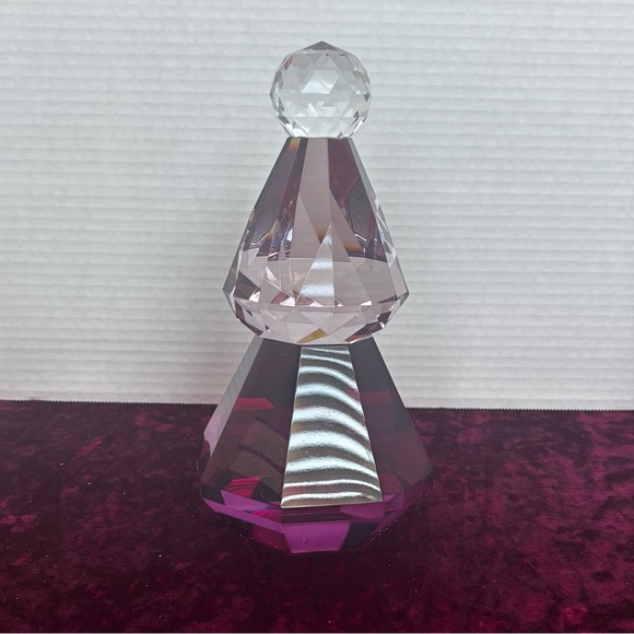Anthropologie Cut Glass Holiday Tree Elegant Crystal Art Piece NIB Purple 8.5” - Picture 4 of 9